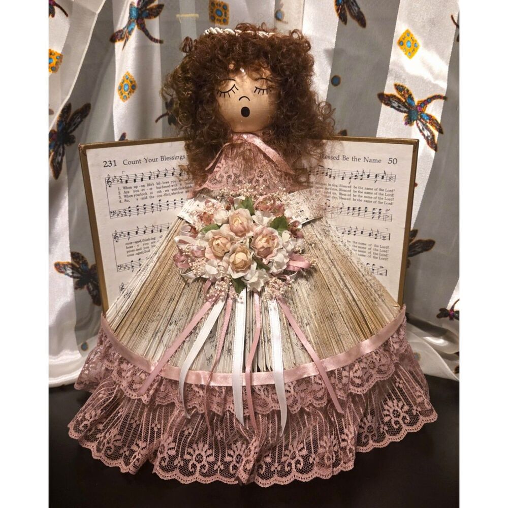 Handcrafted Hymn Book Angel 11" Tall